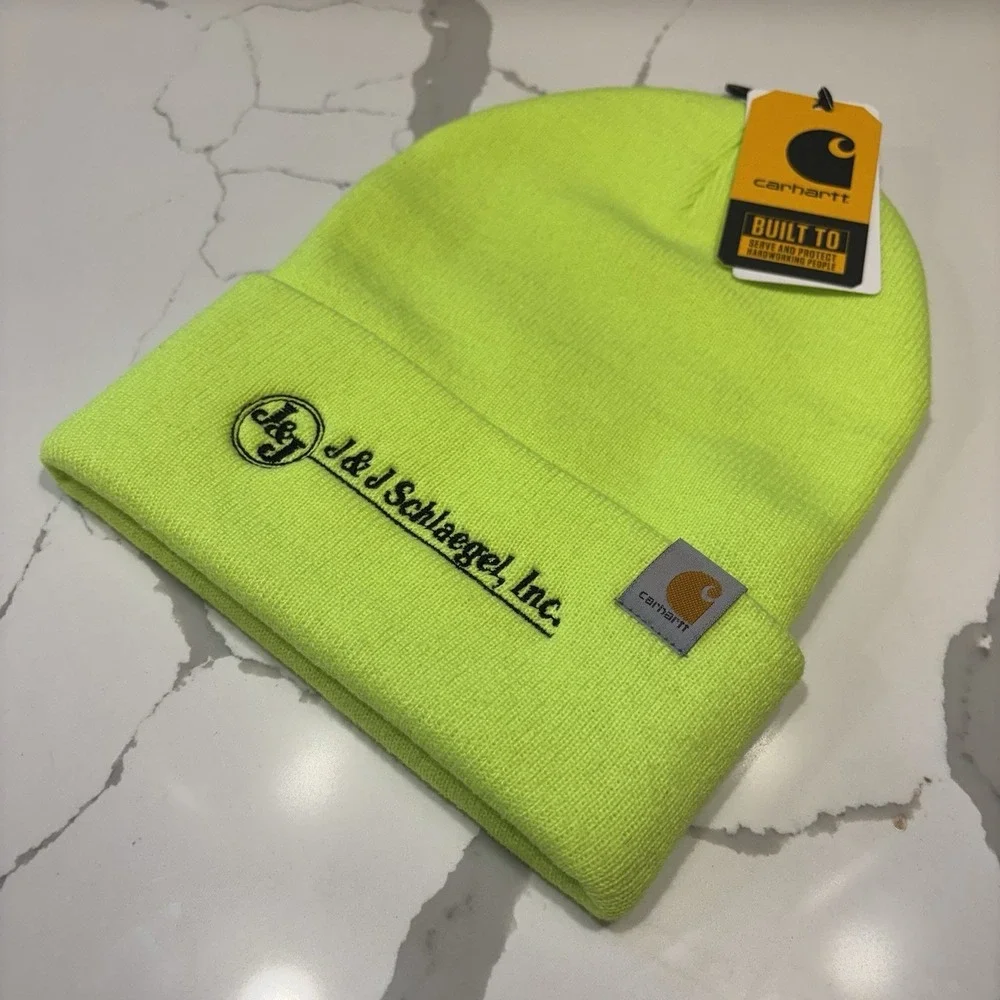 New Carhartt Knit Cuffed Beanie Bright Lime Green‎ Embroidered AK4597-M